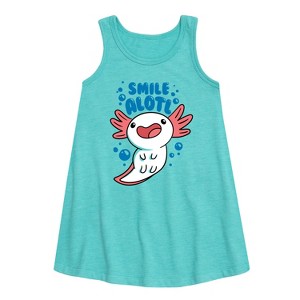 Girls' - Instant Message - Smile Alotl Graphic Sleeveless Aline Dress - 1 of 4