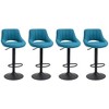 HOMCOM Modern Bar Stools Set of 4 Swivel Bar Height Barstools Chairs with Adjustable Height, Round Heavy Metal Base, and Footrest, Blue - 4 of 4