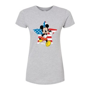 Women's - Disney - Mickey USA Flag Star Fitted Graphic T-Shirt - 1 of 3