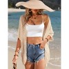 Womens Short Sleeve Cardigan Beach Cover Up Hollow-Out Sweater Cardigan Batswing Sleeve Cover Up Lightweight Cardigan - 4 of 4