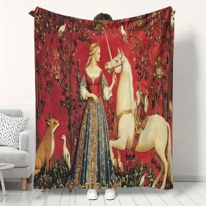 Lomsoe Elegant Medieval Fantasy Design Flannel Blanket - All Seasons Soft and Warm Throw Blanket for Napping, Camping, Travel, Office - 1 of 4