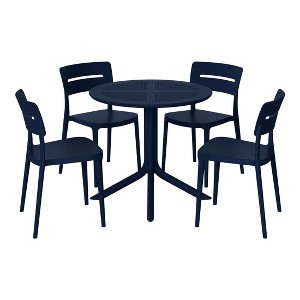 WestinTrends Playa Modern 5-Piece Resin Round Patio Dining Table Set with Stackable Patio Dining Chairs - 1 of 4