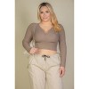 Slickblue Plus Size Ribbed Wrap Front Long Sleeve Top, Stretch Fit, Casual Style, Multiple Color Options, Size 1XL-3XL - 2 of 4