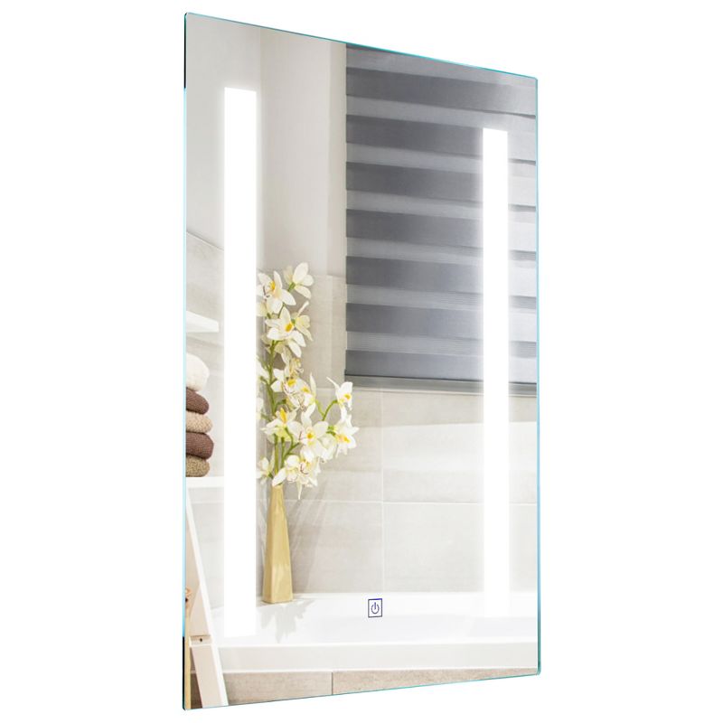 Costway Bathroom LED Mirror Wall-mounted 3-Color Dimmable Touch Button 27.5” x 20”, 1 of 10