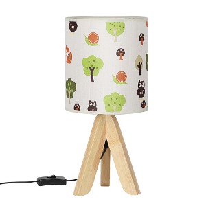 Oumilen 15.4" Wood Table Lamp with Cartoon Print Shade - 1 of 1