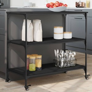 vidaXL Kitchen Trolley Black 40.2 In.x19.7 In.x37.4 In. Engineered Wood - 1 of 4