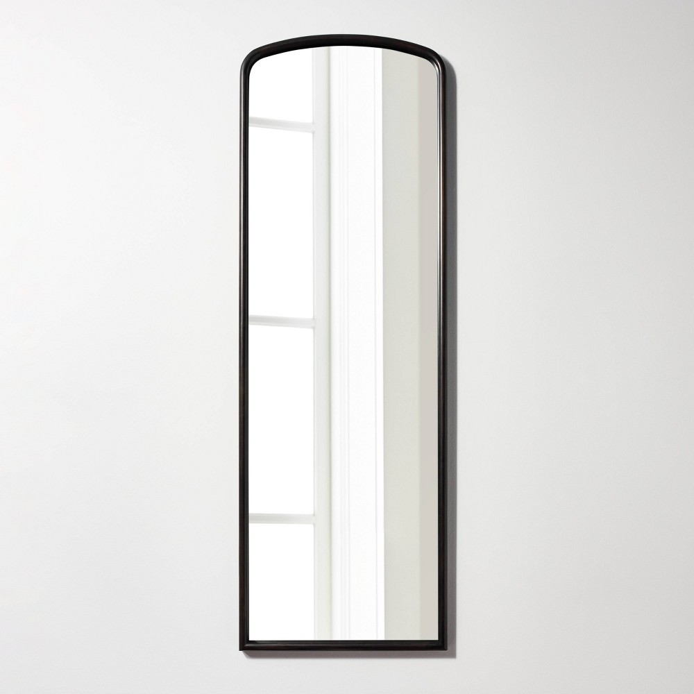 Photos - Wall Mirror 22" x 65" Wood Arched Decorative Floor Mirror Woodgrain Black - Threshold™