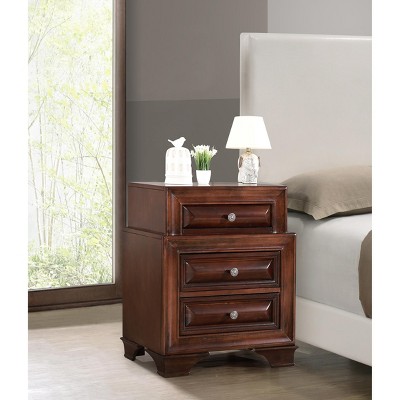 Cappuccino 3-Drawer Real Wood Veneer Nightstand 28"x28"