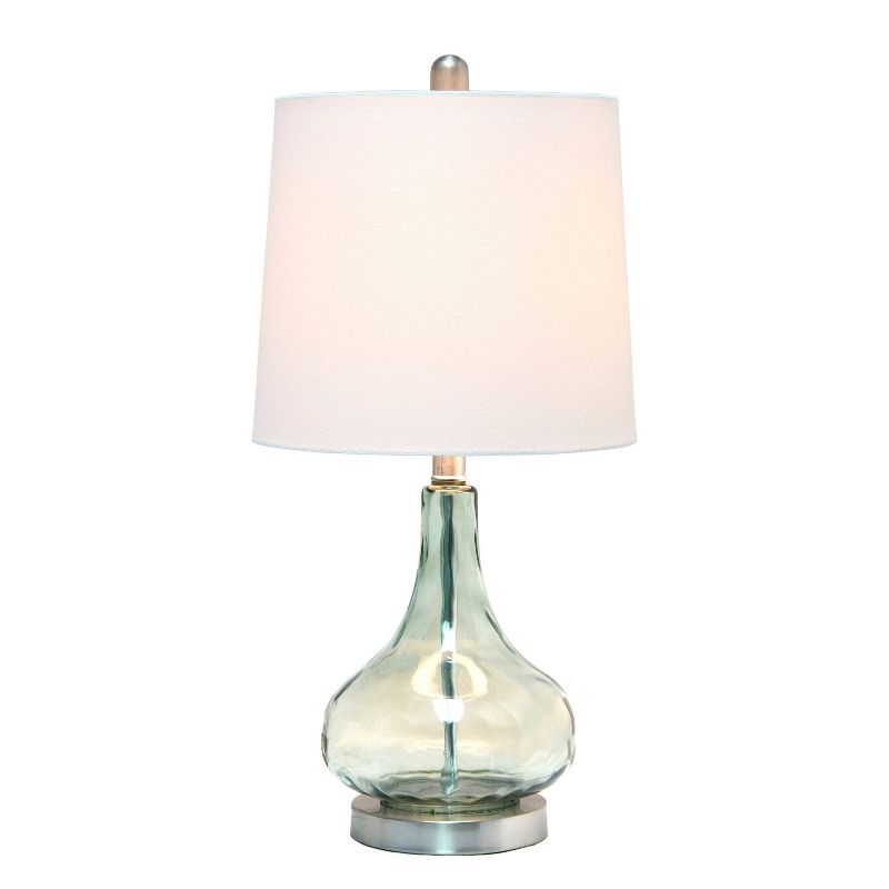 23.25&#34; Contemporary Rippled Colored Glass Bedside Desk Table Lamp with Fabric Shade White/Green - Lalia Home, 2 of 8