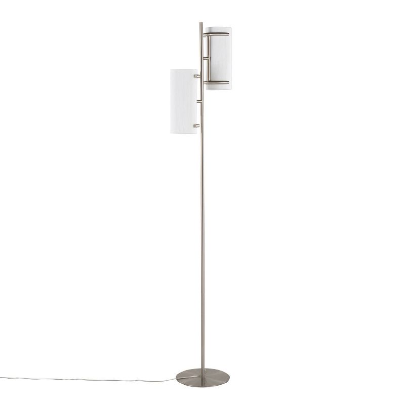 LumiSource Rhonda Contemporary/Glam Floor Lamp in Brushed Nickel with White Shade, 1 of 11