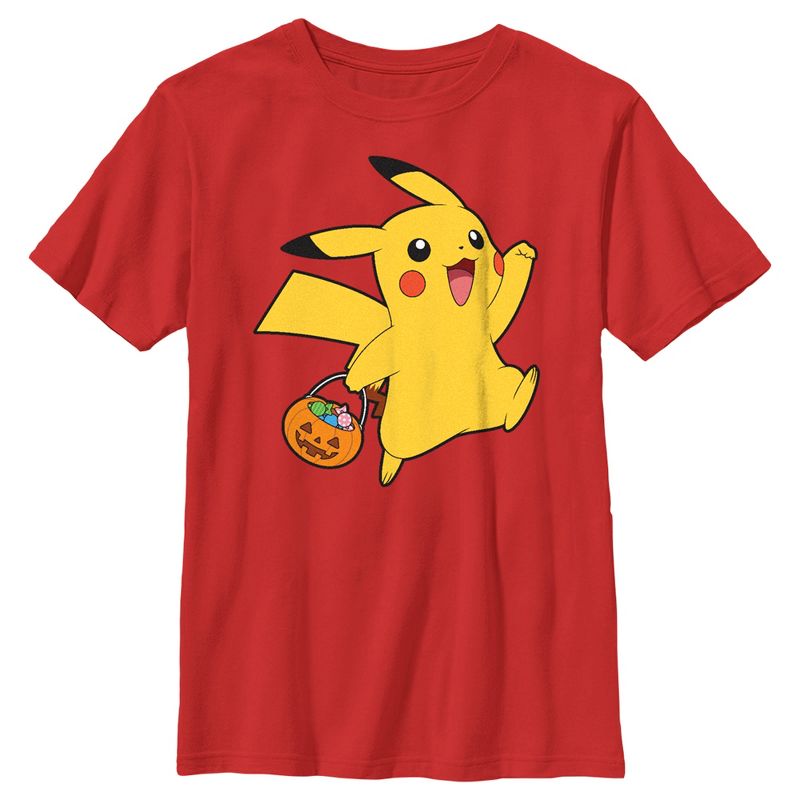 Boy's Pokemon Halloween Trick-or-Treating Pikachu T-Shirt, 1 of 5