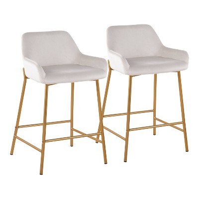 Set of 2 Daniella Metal/Velvet Counter Height Barstools - LumiSource