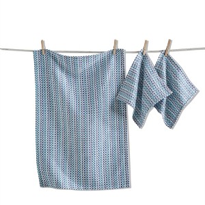 TAG Variegated Dishtowel & Cloth S/3 Blue - 1 of 1