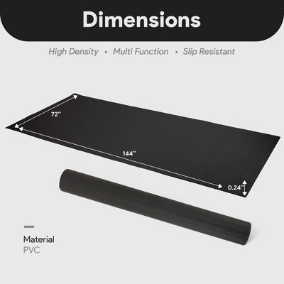 Black 6 x 12 Feet High-Density Slip Resistant Treadmill Mat