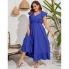 Womens Plus Size Casual Sleeveless Maxi Dress Ruffle Sleeve A Line Swing Summer Maxi Dress with Pockets - 4 of 4