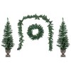 Good Tidings Classic Holiday 4- Piece Porch Set, Lit Wreath, Garland and 2 Trees - 2 of 4