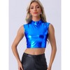 Allegra K Women's Metallic Crop Shiny Sleeveless Holographic Party Tank Tops - 4 of 4