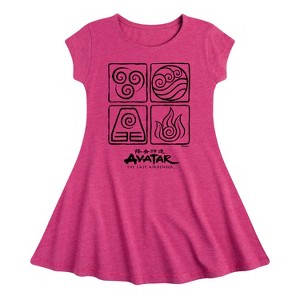 Girls' - Avatar: The Last Airbender - Four Elements Fit & Flair Cap Sleeve Dress - 1 of 4