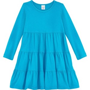 City Threads Girls Soft Jersey Cotton Long Sleeve Tiered Dress - USA-Made Comfortable & Stylish Kids/Toddlers Clothing - 1 of 4
