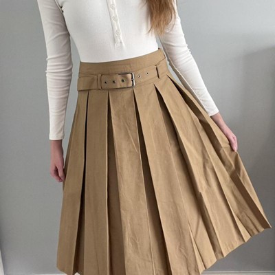 Women's Belt Buckle Pleated Midi Skirt   Future Collective™ With