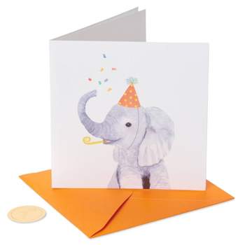 Birthday Hat Elephant Print Card - PAPYRUS