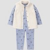 Carter's Just One You® Baby Girls' 3pc Floral Long Sleeve Bodysuit with Leggings and Vest Set - Blue - 2 of 4