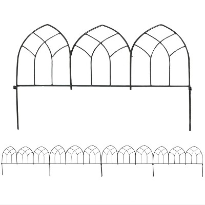 Sunnydaze Outdoor Lawn and Garden Metal Narbonne Style Decorative Border Fence Panel Set - 9' - Black - 5pk