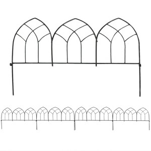 Sunnydaze Outdoor Lawn and Garden Metal Narbonne Style Decorative Border Fence Panel Set - 9' - Black - 5pk - 1 of 4