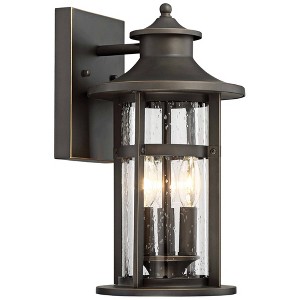 Minka Lavery Modern Outdoor Wall Light Fixture Oil Rubbed Bronze 15" Clear Seeded Glass for Post Exterior Deck Porch Yard Patio - 1 of 1
