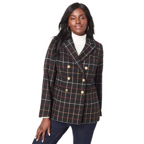 Plus size plaid peacoat sale