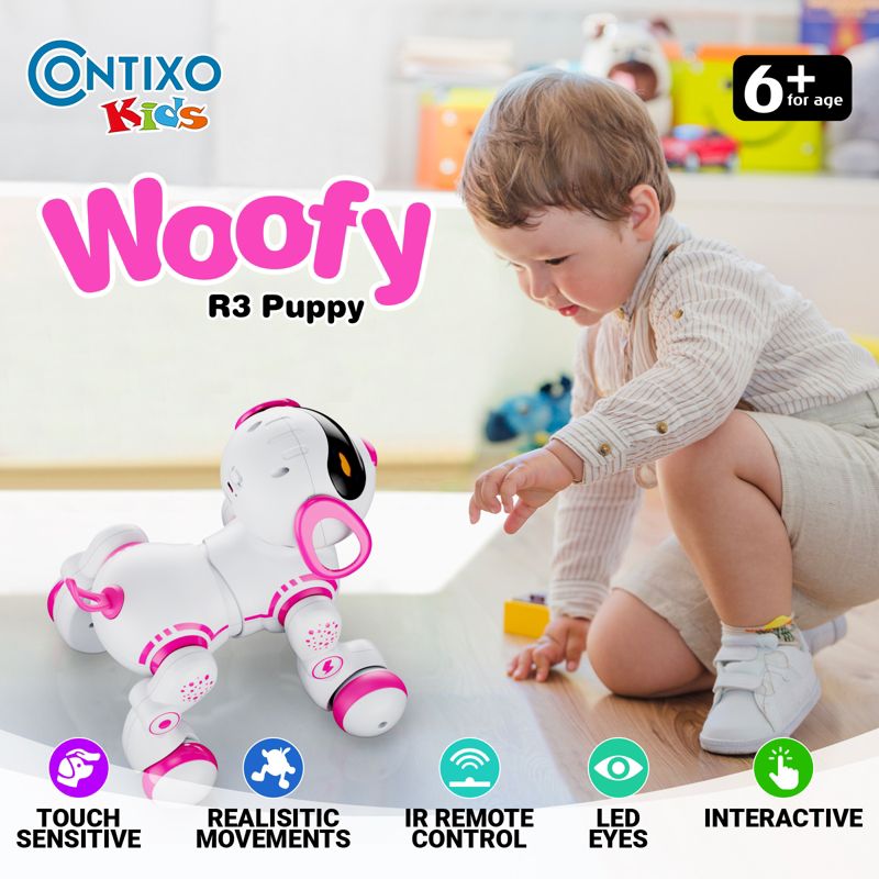 Contixo R3 2-Pack Interactive Smart Robot Pet Dog Toy with Remote Control Pink & Blue, 5 of 15