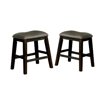 Set of 2 Lilly Cushioned Wood Counter Height Barstools Dark Walnut - HOMES: Inside + Out