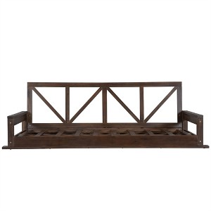 COWLOWN Acacia Wood Twin-Size Hanging Swing Bed, 350lb Capacity for Outdoor Lounging - 1 of 4