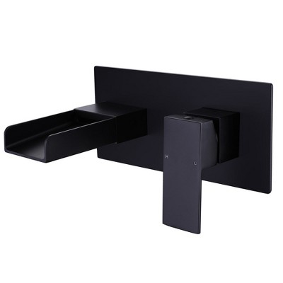 BWE Waterfall Single-Handle Wall Mount Bathroom Faucet in Matte Black