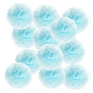 Unique Bargains Birthday Bachelorette Wedding Party Paper Pom Poms Flower Ball Kit 12 Pcs - 1 of 4