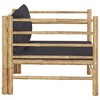 vidaXL Patio Sofa with Dark Gray Cushions Bamboo - 3 of 4