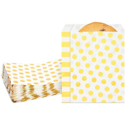 Sparkle and Bash 100 Pack Gold Foil Paper Paper Treat Bags (2 Designs, 5 x 7.5 In)