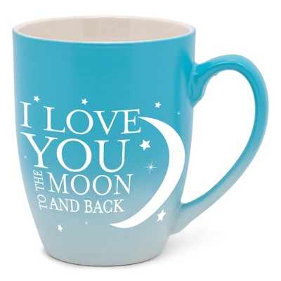 Elanze Designs Love You Moon And Back Two Toned Ombre Matte Sky Blue and White 12 ounce Ceramic Stoneware Coffee Cup Mug