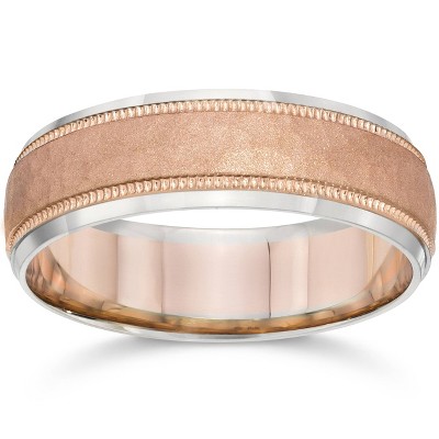 Pompeii3 6MM Hammered Wedding Band 14K Rose Gold