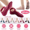 NPolar "6 Pairs Women's Non-Slip Yoga Socks with Straps for Pilates, Dance, Indoor Use" Red, Black Pink, Light Grey, Dark Grey, Blue - 3 of 4