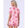 INSPIRE CHIC Women's 2 Pcs Pajama Sets Short Sleeves Cute Bow Print Soft Comfy Button Up Tops and Shorts - 4 of 4