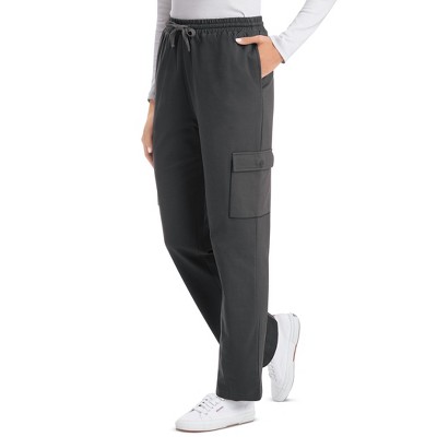Collections Etc French Terry Knit Double Cargo Pocket Drawstring Pants