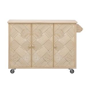 Rolling Kitchen Island, with Spice Rack, Towel Rack, Open Side Racks, Power Outlet and Storage Drawers, Multiple Design Styles and Color Combinations - 1 of 4