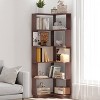 Gulches 6-Tier L-Shaped Corner Bookshelf - Dark Red Wooden Freestanding Bookcase with Anti-Drop Baffles & Anti-Tipping Device - 3 of 4