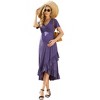 Coolmee Womens Summer Maxi Dress Short Sleeve High Low V-Neck Ruffle Flowy Party Long Sundress - 2 of 4
