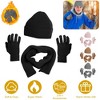 NPolar "3Pcs Winter Knitted Hat, Scarf & Gloves Set for Men & Women - Warm Beanie, Touch Screen Gloves" Black - 2 of 4
