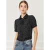 INSPIRE CHIC Women's Retro Dots Print Bow Tie Peter Pan Collar Chiffon Blouse - 3 of 4