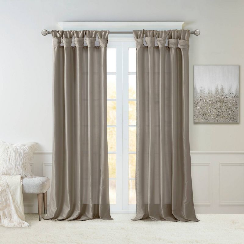 Lillian Twisted Tab Light Filtering Lined Curtain Panel, 1 of 13