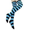 Striped Patterned - Over the Knee Socks - from the Sock Panda (Women's Sizes, Adult Medium) - Bright Blue and Black - 2 of 3
