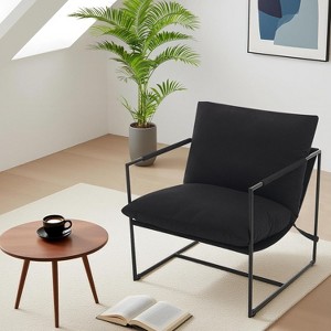 Sling Accent Chair for Living Room,Modern Metal Framed Cozy Armchair,Upholstered Chairs with Shredded Foam Cushioning, Lounge Chair - 1 of 4
